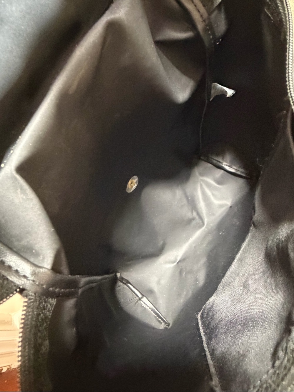 Longchamp Black Nylon Backpack with Brown Leather Trim - Picture 12 of 15
